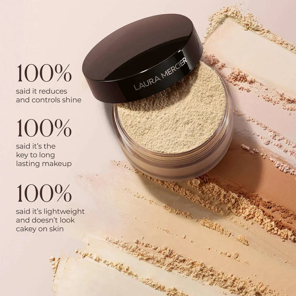 Laura Mercier Divinely Flawless Translucent Medium Deep Loose Setting Powder & Velour Puff